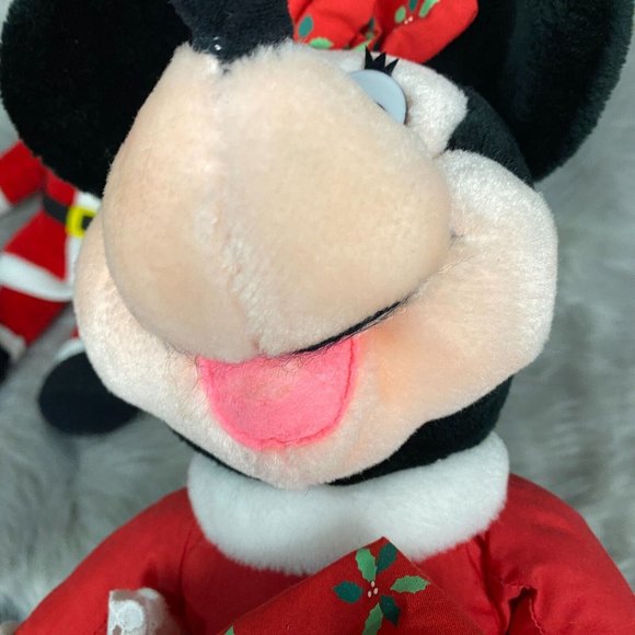 Vintage Mickey Mouse & Minnie Mouse Christmas Plush Set of 2 Applause 17" Tall - Picture 3 of 12